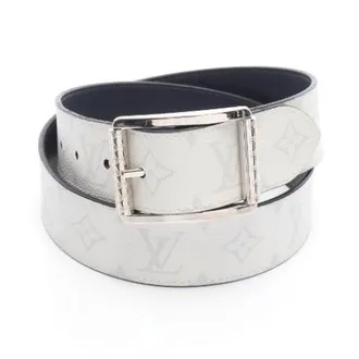 Louis Vuitton Pre-owned Belts, male, White, Size: ONE SIZE Pre-owned Sangle Reverso Monogram Leather PVC Belt