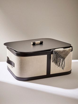 Pinetti Penelope Leather and Canvas Lidded Basket