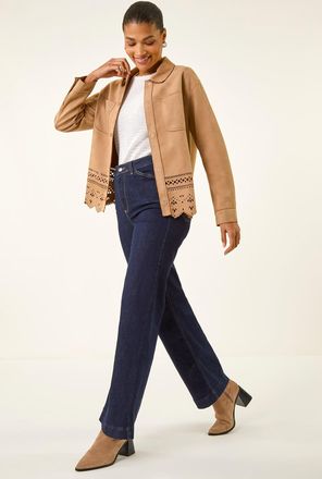 Roman Faux Suede Cut Out Shacket