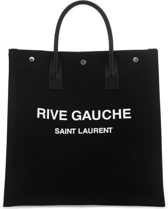 Saint Laurent Rive Gauche canvas tote bag - men - Calf Leather/Fabric - OS - Black