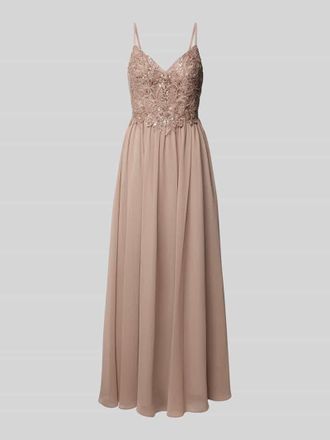 Laona Abendkleid mit V-Ausschnitt in Beige, Gr&ouml;&szlig;e 38