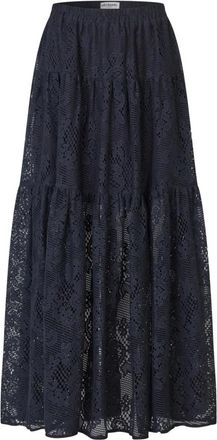 Lollys Laundry Donkerblauwe Maxi Rok Sunset LL - Dames - Maxi Rokken - Zwart - M - Katoen - Rokken