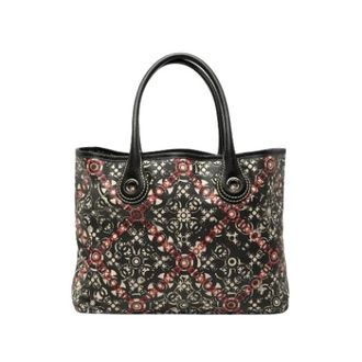 Chanel Pre-owned Tote Bags, female, Black, Size: ONE SIZE Pre-owned Printed Coated Canvas Tote