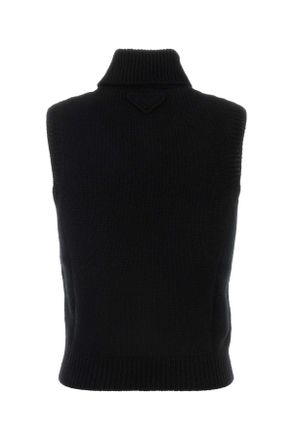 Prada Womens Black Cashmere Vest Nero Maglieria