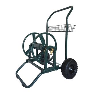 Relaxdays Carro Portamangueras Relaxdays, 60 M, Acoplamiento Con Clic, 2 Ruedas De Aire, Acero, Tambor Desmontable, Verde