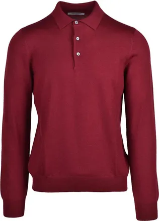 Gran Sasso Virgin Wool Polo Knit with Classic Collar and Ribbed Cuffs