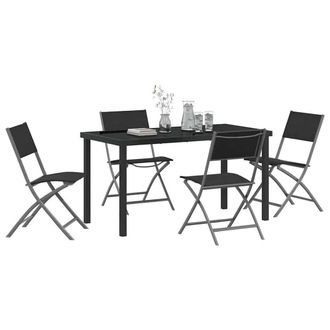 Berkfield Home Stylish 5 Piece Garden Dining Set Black Textilene & Steel