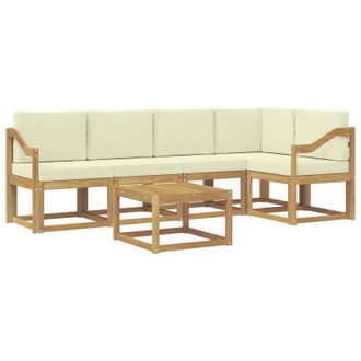vidaXL Conjunto De Sof&aacute;s De Exterior Con Coj&iacute;n 6 Pcs Blanco Y Crema Vidaxl