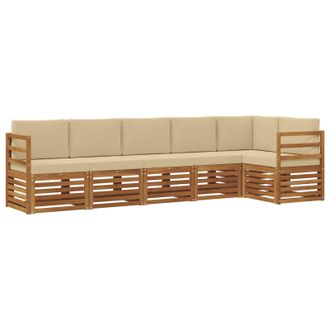vidaXL Conjunto De Sof&aacute; Seccional Con Coj&iacute;n 6 Pcs Natural Y Beige Vidaxl