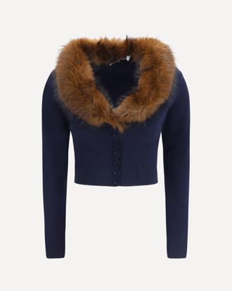 Self Portrait Knit and faux fur Cardigan Female L