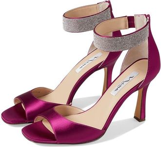 Nina Dezzie Sandals Womens Wine Rhinestone Embellished Ankle Strap JOBB804