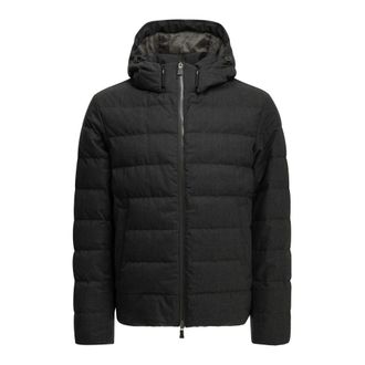 Herno Kort flanellen donsjack - Heren - Jassen - Grijs - Maat: L Flanel