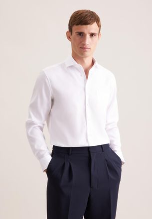 Seidensticker Businesshemd SEIDENSTICKER Schwarze Rose, Herren, Gr. XXL (46), normale &Auml;rmell&auml;ngen, weiss (wei&szlig;), 100% Baumwolle, unifarben, regular fit, 2-Knopf-Man