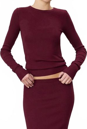 &Eacute;terne Long Sleeve Fitted Top In Oxblood