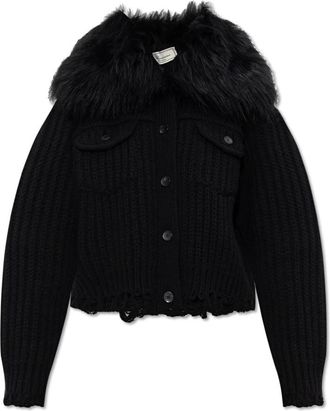Blumarine Vest met bontinzet - Dames - Vesten - Zwart - XS - Wol - Truien & Vesten