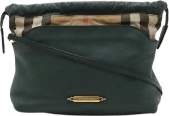 Burberry Pre-owned Cross Body Bags, female, Green, Size: ONE SIZE Pre-owned House Check Leather Shoulder Bag
