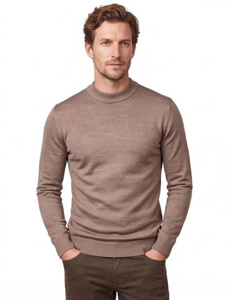Thomas Maine turtleneck beige wol normale fit effen
