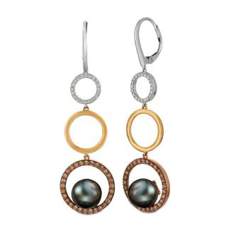 Le Vian Ladies Wisdon Pearls Earrings set in 14K Tri Color Gold