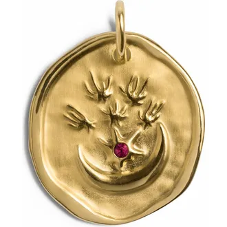 Monica Vinader Birthstone Coin Pendant in 18K Gold Vermeil/ruby at Nordstrom