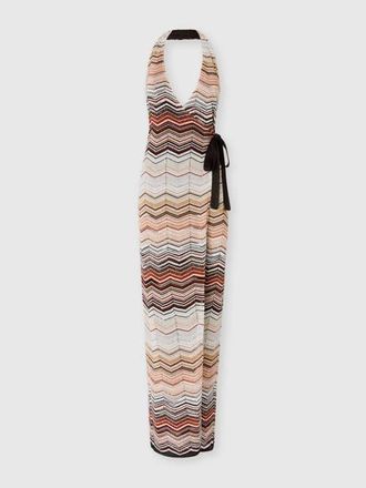 Missoni Sleeveless Viscose Chevron Lam&eacute; Gown With Sequins in Green& Brown at Nordstrom, Size 44 It