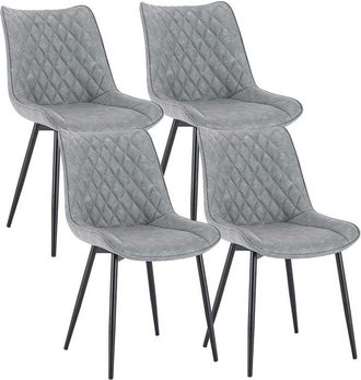 Woltu 4 pcs dining chairs Kitchen Counter chairs Lounge Leisure Living Room Grey