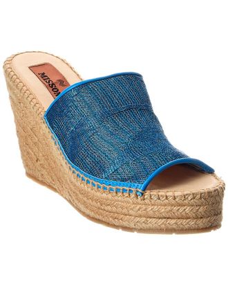Missoni Leather-Trim Wedge Sandal