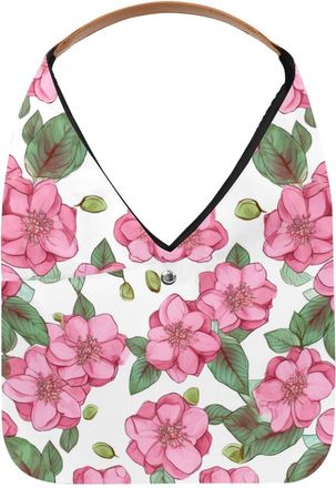 Generic Camellias Pattern Reusable Lightweight Grocery Bags - Foldable Into Compact Pouch, Washable & Sturdy, Multipurpose for Shopping and Travel