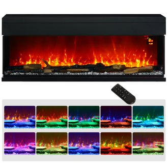 HOMCOM 152.4cm Electric Fireplace Recessed - Insert - Wall Mount - Freestanding | TJ Hughes Black