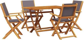 vidaXL Vidaxl - Set De Comedor De Jard&iacute;n 5 Pzas Tela Madera Maciza Antracita