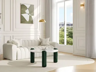 Vente-Unique Marble & MDF Coffee Table - Beige & Green - NARODI in White