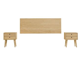 HOGAR 24 Cabecero Acabado Madera + 2 Mesitas Flotantes dos cajones Cera