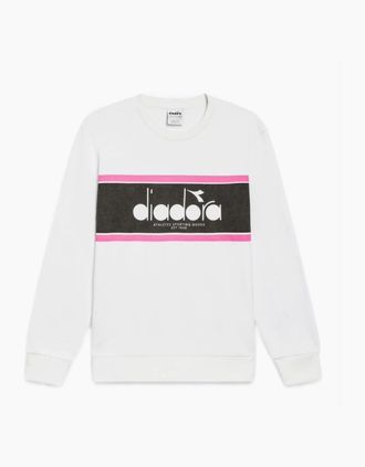 Diadora Mens Diadora Optical White Logo Crew Sweatshirt - Size: 38