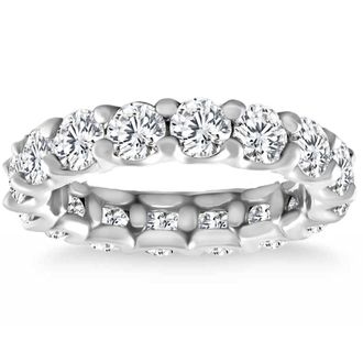 Pompeii3 4Ct TW Lab Grown Diamond U Prong Eternity Ring Anniversary Band 14k Gold