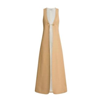 Alberta Ferretti Long viscose gilet with malfil&eacute; effect - female - Alberta Ferretti - Waistcoats - Beige - M - Jackets