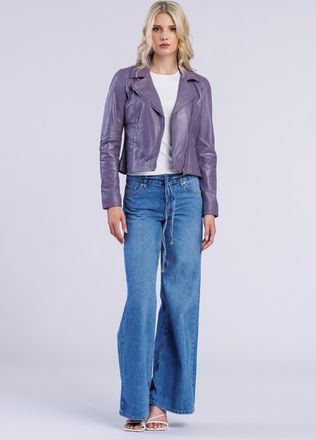 Freaky Nation Lederjacke FREAKY NATION Lederjacke-FN, Damen, Gr. M (38), lila, Oberstoff: 100% Leder; Futter: 100% Baumwolle, normal, Jacken Lederjacke