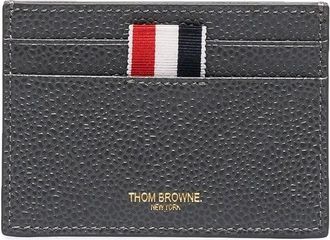 Thom Browne RWB loop tab cardholder - unisex - Calf Leather - One Size - Grey
