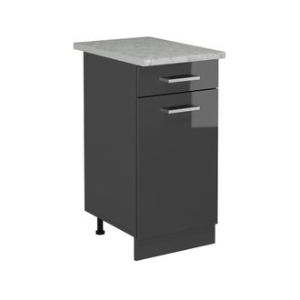 Vicco Mueble Bajo De Cocina R-line, Antracita Alto Brillo, 40 Cm Et M&aacute;rmol