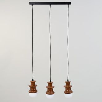 Maisons du monde L&aacute;mpara de techo de gres marr&oacute;n con 3 esferas blancas