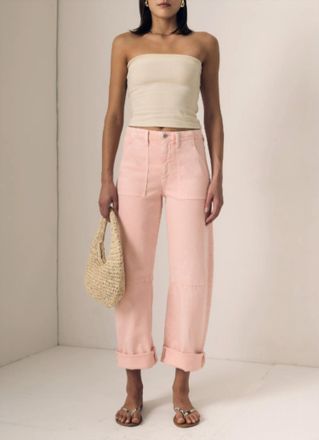 LE JEAN Utility Soft Barrel Jean In Peachy