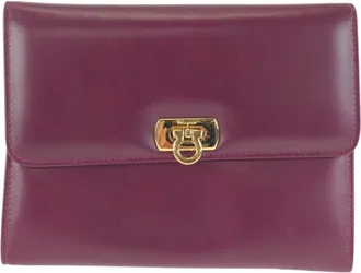Ferragamo Purple Leather Clutch Bag Pouch (Pre-Owned)