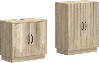 vidaXL Juego De Gabinete De Ba&ntilde;o De 2 Piezas Hoorn Roble Sonoma Vidaxl
