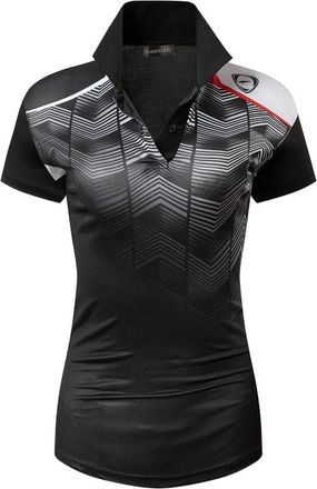 Jeansian Womens Sports Breathable Short Sleeve Polo T-Shirts Tee SWT329 Black S