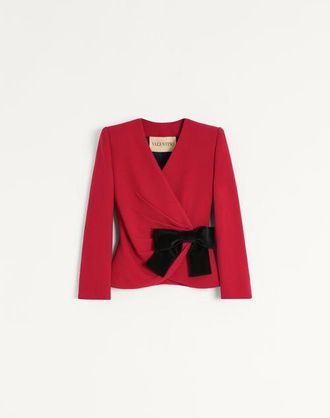 Valentino Wool Crepe Jacket With Contrasting Bow Wo