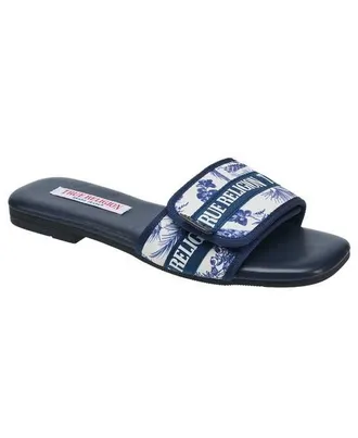 True Religion Women Missy Logo Adjustable Sandal in Blue at Nordstrom, Size 10