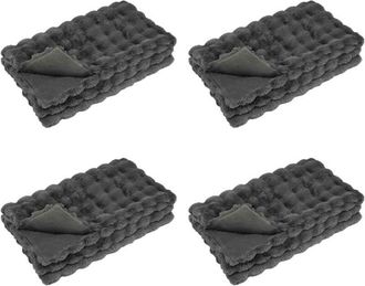 vidaXL Manta De Piel De Conejo Sint&eacute;tica 4 Pcs Gris Oscuro Vidaxl