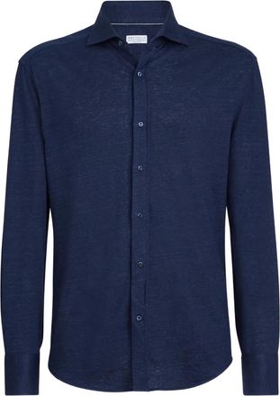 Brunello Cucinelli Camicia con colletto ampio - Blu