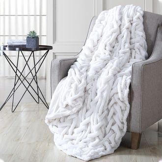 Modern Threads Luxury Solid Braided Faux Fur Throw - 50x60 - Off White at Nordstrom Rack