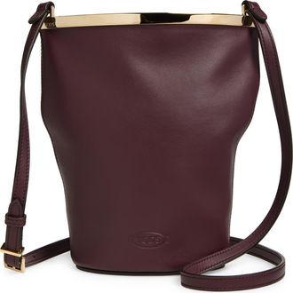 Tod's Mini Leather Bucket Bag in Kraft Chiaro at Nordstrom