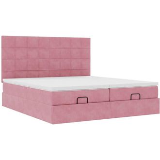 vidaXL Estructura De Cama Otomana Colchones Terciopelo Rosa 200x200cm Vidaxl