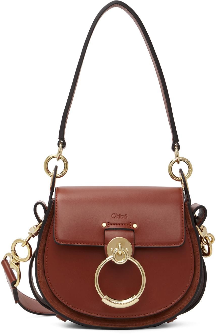 【関税&送料込】Chloe Brown Leather Heritage Shoulder Bag Chloé Heritage Small velvet shoulder bag in brown - Chloe